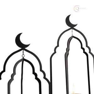 Lanterne porte-bougie en métal de style vintage pour le Ramadan |   Lanterne décorative imperméable et durable pour intérieur rustique, traditionnel et moderne - Product Image 5