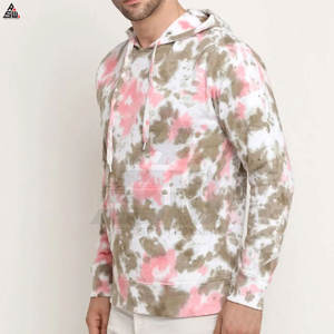 เสื้อฮู้ดผู้ชายผ้าคอตตอนผสมขนาดพิเศษเสื้อมีฮู้ดมัดย้อม - Product Image 5