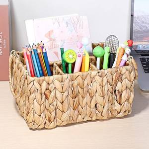 Porte-stylos en jacinthe d'eau, organisateur, panier multi-compartiments, conteneur pour le rangement de la papeterie - Product Image 1