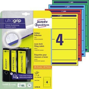 Avery Zweckform Ultragrip Wide/Short Blue Binder Spine Label 80 Self-Adhesive Finger Hole Labels Per Pack 61 X 192mm (W X Office - Product Image 2