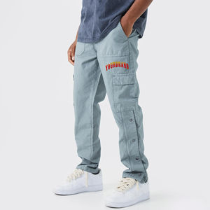 Nouveau arrivé 2025 100% coton hommes pantalons de survêtement personnalisé écran imprimé Logo 4 poches avec boutons latéraux pantalons de survêtement Baggy pour hommes - Product Image 1