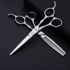 Ciseaux de coiffeur professionnels de coiffure de taille personnalisée noire de nouvelle conception de mode - Product Image 6