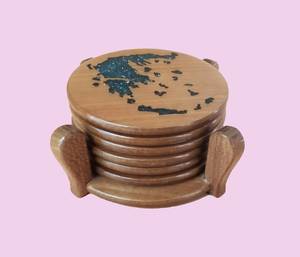High-End Wooden and Stone <b>Coasters</b> for Coffee Mugs Classic Natural Wood, Round & Square <b>Drink</b> <b>Coaster</b> Options for Home, - Product Image 6