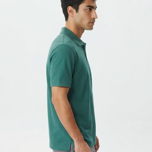 Proveedor OEM ODM, Camiseta Polo de Algodón de Manga Corta Verde para Hombre, Color Sólido, Transpirable, Diseño Casual, Corte Regular, Tejido Oxford - Product Image 2
