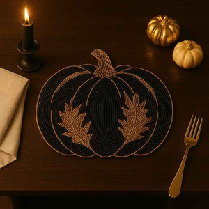 Set de table perlé fait main, sous-plat personnalisé avec logo, écologique, design artistique classique/moderne, luxe, décoration de table pour les fêtes, pièce unique - Product Image 5