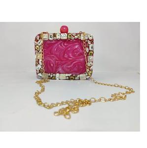<b>Pink</b> Color Indian Handicraft Resin Custom Type Clutch <b>Bag</b> for Women - Product Image 5