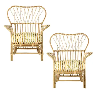 Grande vente chaise de salle à manger en rotin avec coussins confortables antique moderne pour restaurant salle à manger hôtel fait à la main d'Indonésie - Product Image 1