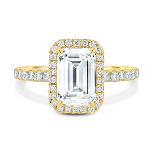 แหวนแต่งงานสีเหลืองทอง18K ทำด้วยมือแหวนเพชรเม็ดเดี่ยวเจียระไนมรกตสำหรับผู้หญิงขายส่ง - Product Image 1