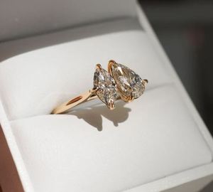 Anillo de piedras preciosas de marquesa y pera chapado en oro de 14 quilates de alta calidad para novias Precio a granel del exportador de India - Product Image 4