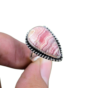 925 Stamped Sterling Silver Handmade Rhodochrosite <b>Spinner</b> <b>Ring</b> Natural Designer Gemstone Jewelry for Weddings and Parties - Product Image 1