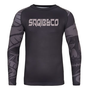 Ropa deportiva 100% poliéster hombre sublimación personalizada impresa manga larga MMA BJJ rashguard - Product Image 1