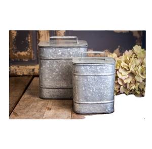 ชุดกล่องเก็บของโลหะชุบสังกะสีแบบวินเทจกล่องกรอบพื้น2ชิ้นกล่องโบราณดีไซน์ใหม่ - Product Image 1