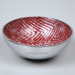 Red Enamel Coated Aluminium Serving Bowl Round Shape Dining <b>Table</b> and Kitchenware Bowl for Everyday Home Usage - Product Image 1