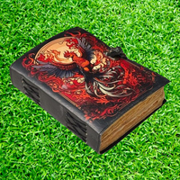 Diario de cuero indio Diario Cuaderno gótico El Fénix Grimoire Imprimir Vintage Diario hecho a mano Libro de sombras Brujería