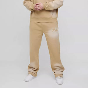 Trendy Wholesale Custom Logo <b>Tall</b> Oversized Distressed Tracksuit For <b>Men</b> Official Applique Spray Wash Hooded Hoodie & <b>Jogger</b> Set - Product Image 6