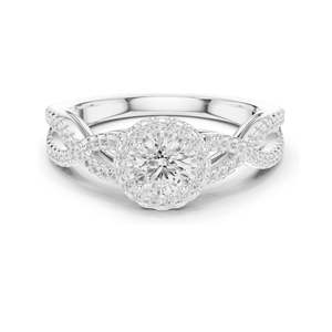Anillo de Compromiso con Halo Trenzado de Diamantes de Laboratorio de 0.838 CT para Mujer, Claridad VVS-VS EF, Oro de 18K, 14K, 10K y Plata 925 - Product Image 3