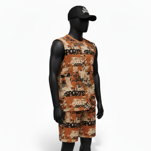 Ensemble t-shirt et short sans manches pour homme en polyester premium, tissu respirant, impression par sublimation, ensemble t-shirt et short sans manches pour homme - Product Image 4