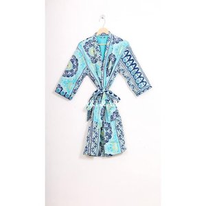 Kimono en coton matelassé Kantha fait main, style bohème, coloré, longue robe tricotée indienne pour femme, été-printemps - Product Image 4