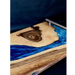 Plateau à salade de fruits indiens Résine époxy Octogone en bois de noyer Plateaux carrés servant des assiettes à pain pour plat de nourriture végétale - Product Image 2