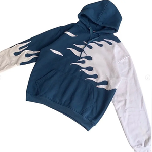 Personalizado de calidad de invierno sin cuerda calentado recortado crudo dobladillo parche bordado Unisex 100% algodón envejecido sudaderas con capucha - Product Image 3