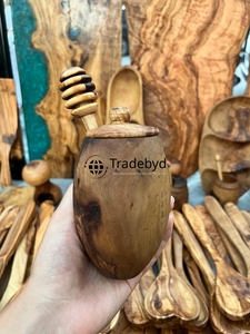 Tarro de Miel de Madera Natural con Cuchara, Ecológico, Hecho a Mano, para Almacenamiento en la Cocina, Regalo de Tradebyd - Product Image 2