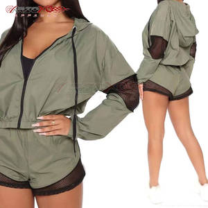 Gym Style Windbreaker <b>Shorts</b> Set For Women With Crop Top And <b>Slim</b> Fit <b>Shorts</b> Versatile Windbreaker <b>Shorts</b> Set - Product Image 5