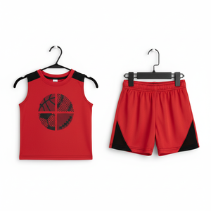 Conjunto de Verano de 2 Piezas para Niños, Camiseta sin Mangas y Pantalones Cortos Inspirados en el Baloncesto |   Tela de Malla/Jersey de Spandex/Poliéster para Juego Activo y Entrenamiento - Product Image 5