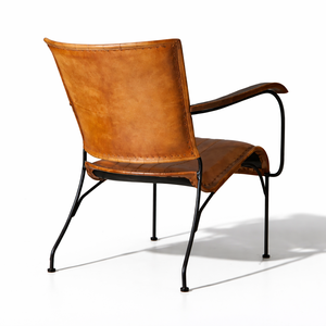 Sillón Industrial Antiguo Hecho a Mano con Cuero de Búfalo Atelier Brun |   Sillón Acolchado de Espuma para Sala de Estar o Restaurante |   Hierro - Product Image 2