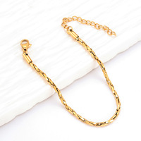 Bracelet chaîne serpent italienne martelé fait main 16 cm pour femme, bijoux de mode en acier inoxydable plaqué or PVD, étanche, vente en gros