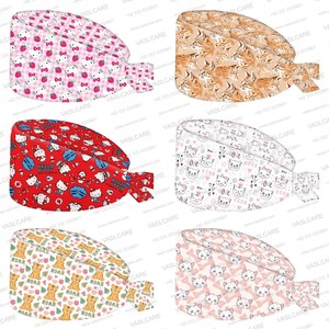 Chapeaux de gommage pour infirmières casquette d'allaitement réglable couverture de cheveux d'infirmières couleurs élégantes motif mignon imprimé casquettes d'infirmières par Vaslcare - Product Image 1