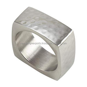 Stocked Aluminum Round <b>Hammered</b> Eco-Friendly Napkin Ring - Product Image 1