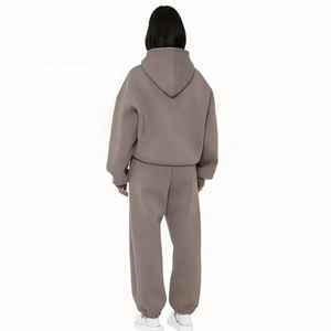 Sudadera con capucha y pantalones de chándal sueltos en blanco de algodón de alta calidad personalizados, chándal de peso pesado, chándal de rizo francés suelto para hombres - Product Image 3