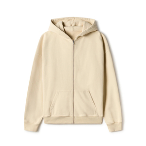 เสื้อฮู้ดมีซิปมีซิปสำหรับผู้ชายผ้าคอตตอนหนาแบบสั่งทำมีซิปรูดแบบเรียบผู้ผลิต - Product Image 1