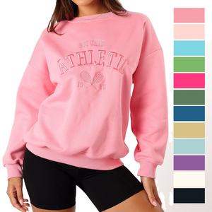 Nouveauté Streetwear gaufré personnalisé pull brodé en polaire col rond surdimensionné pour femmes sweat-shirt à imprimé bouffant - Product Image 1