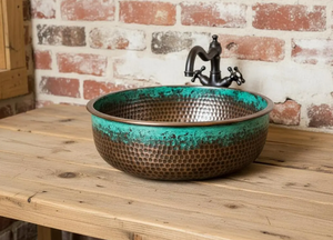Lavabo Redondo de Cobre Mate, Hecho a Mano, de Lujo, Fácil de Limpiar, para Baño - Product Image 6