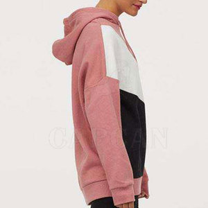 เสื้อฮู้ดลำลองสำหรับผู้หญิงคอปกด้านหน้ามีฮู้ดแฟชั่นสีทึบ - Product Image 4
