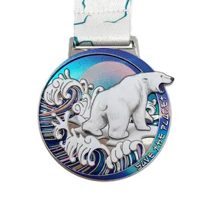 ميدالية جائزة تذكارية مخصصة جميلة للأنشطة البيئية للسلاحف البحرية والدب القطبي