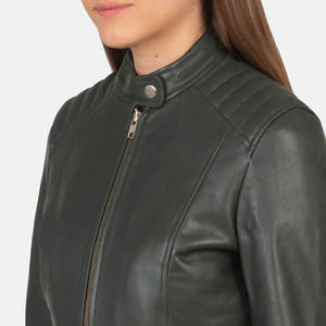 2025 Women's High Quality Genuine <b>Leather</b> Knitted Cotton Filled Windproof Solid Pattern <b>Jacket</b> Wholesale for <b>Winter</b> - Product Image 5