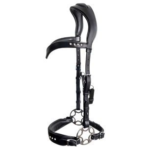 บังเหียนม้าแบบแฮนด์เมด ไม่มีบิดเกลียว ทำจากหนังอังกฤษอย่างดี พร้อมสายบังเหียนกันลื่น และตกแต่งด้วยไข่มุกเทียมแบบหนีบ - Product Image 1