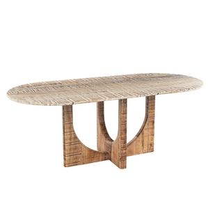 Mesa de Comedor Ovalada de Madera de Mango Maciza con Acabado Antiguo para Sala de Estar, Comedor, Cocina, Restaurante - Product Image 3