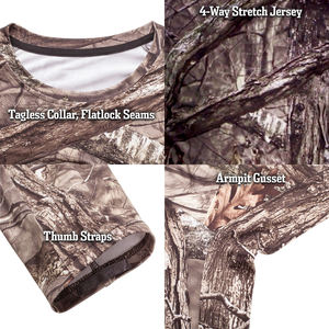 Vêtement de chasse à manches longues en camouflage personnalisé en gros, Spandex/Polyester 220g, Rash Guard pour homme - Product Image 6