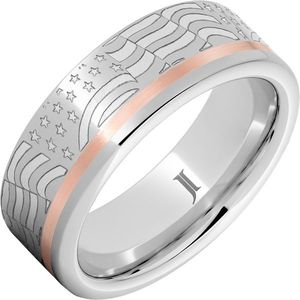 Anillo con la Bandera Americana Incrustada en Oro de 14K y Serenio, Accesorio para Uso Diario, Old Glory - Product Image 1