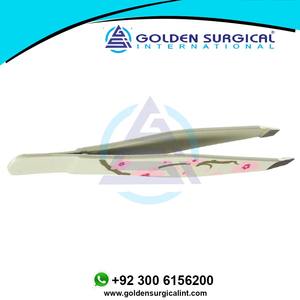 Pince à épiler à pointe inclinée en acier inoxydable, prix bas, collection de designers, logo et design personnalisés, antistatique - Product Image 2