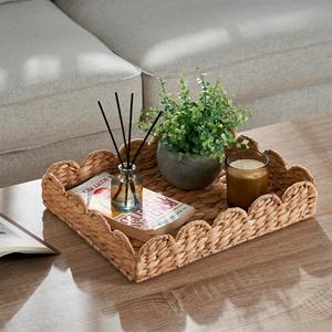 Scalloped <b>water</b> hyacinth tray dessert drink serving trays top sales natural fiber <b>container</b> - Product Image 6