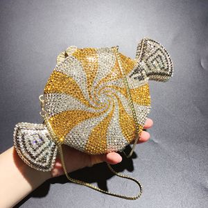 Pochette fantaisie pour <span class=keywords><strong>femme</strong></span> en forme de sucette entièrement ornée de cristaux, rouge et blanc, avec strass, <span class=keywords><strong>sac</strong></span> de soirée, vente en gros personnalisée OEM - Product Image 2
