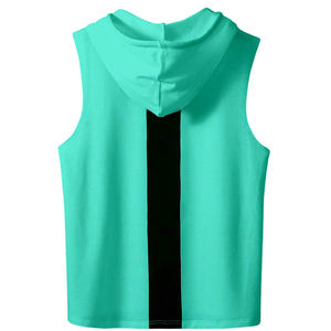 Camiseta sin mangas con capucha para correr atlética de compresión personalizada, camiseta sin mangas transpirable para hombre, camisetas sin mangas con capucha de algodón 100% para hombre - Product Image 4