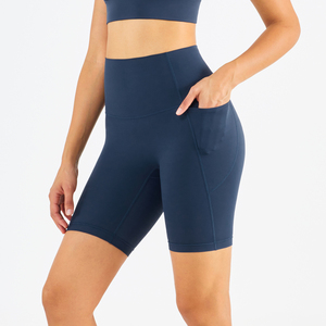 Mallas deportivas de cintura súper alta con bolsillo lateral, pantalones cortos de motorista, pantalones de Control de barriga, ropa de Yoga, adultos con estampado absorbente - Product Image 1