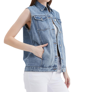 Chaleco Vaquero de Mezclilla de Alta Calidad con el Mejor Diseño Personalizado para Mujer, Ropa Casual al por Mayor, Transpirable y con Estilo Nuevo, Chaleco Vaquero de Mezclilla para Mujer - Product Image 3
