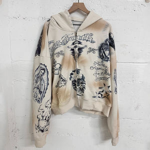 OEM personalizado pesado grueso algodón polar Multi bolsillos cremallera completa sudaderas con capucha de los hombres nueva moda color sólido angustia impresión hombres capucha - Product Image 3