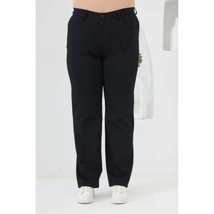 Pantalones de Punto Rectos Azul Marino para Mujer Talla Grande RMG con Mezcla de Elastano para Comodidad y Estilo en Invierno - Product Image 1